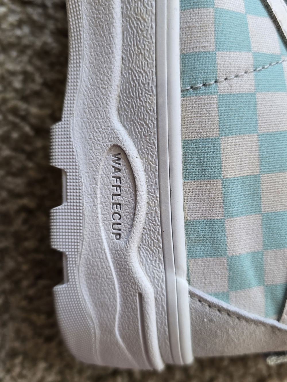 Vans High-Top Checkerboard Sneakers in Teal and White - Picture 2 of 8